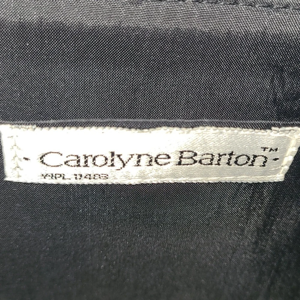 Carolyne Barton Beaded Vintage Shoulder Bag Black Satin Snap Closure Black Cord